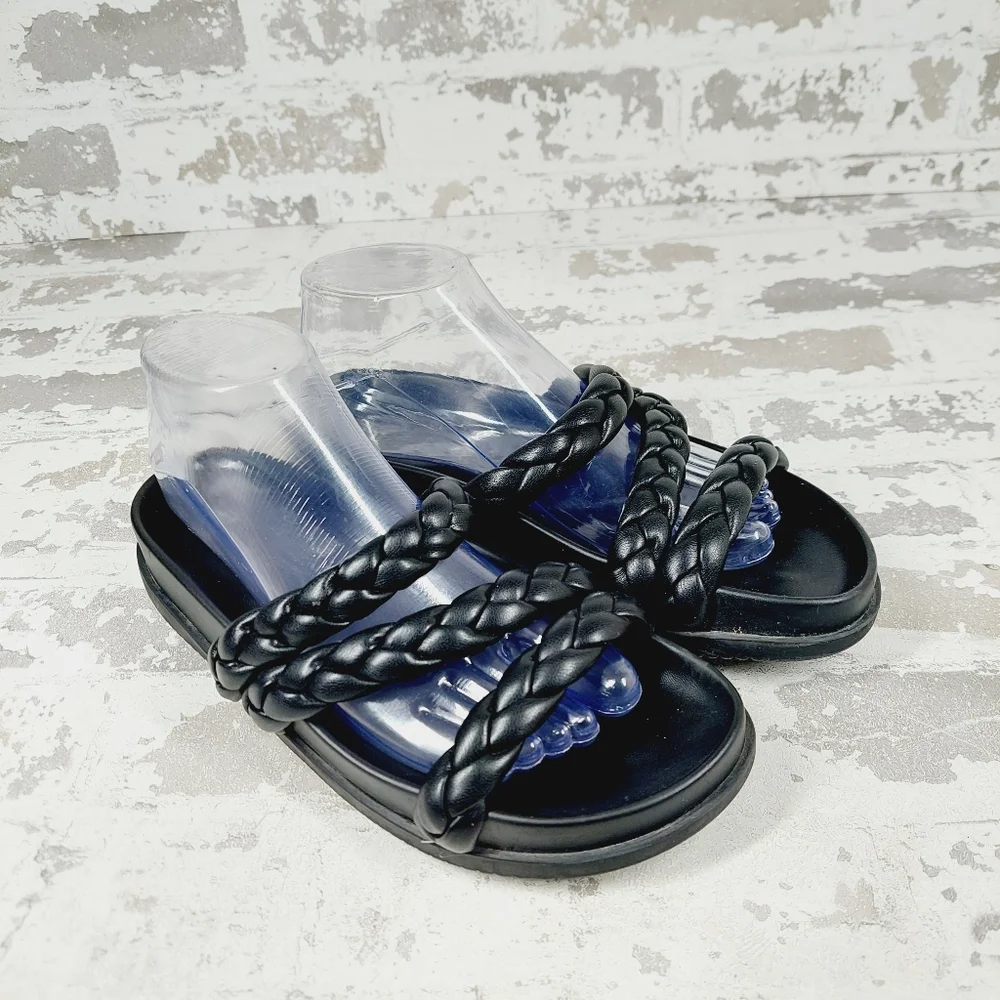 BP Keaton Black Braided Slide Summer Flat Casual Sandals H464 - Picture 4 of 11